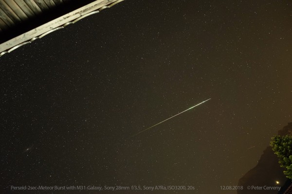 2sec Perseids Meteor Burst with M31 Galaxy 2sec Perseids Meteor Burst with M31 Galaxy
