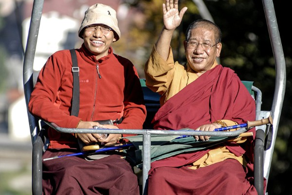 Sherab Gyaltsen Rinpoche riding the bavarian lift Sherab Gyaltsen Rinpoche riding the bavarian lift
